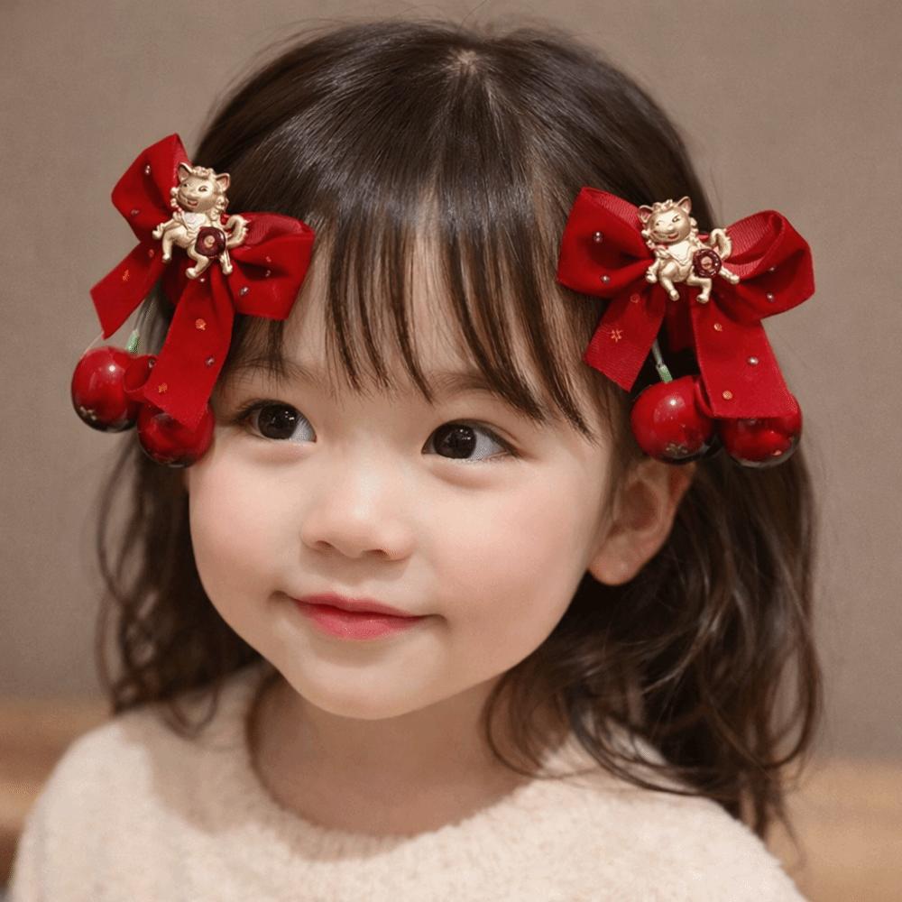 2pcs/set Hanfu Headwear Chinese Style Red Barrettes Cute Ancient Style Hair Clip  Winter