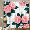 Watercolor White Gardenia Flowers With Green Leaves Waterproof Shower Curtain For Bathroom Decor