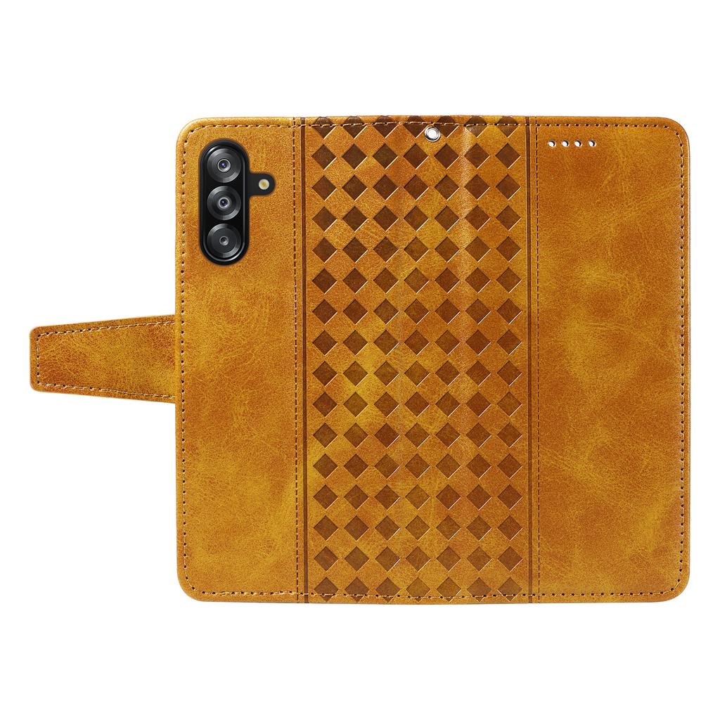 For Samsung Galaxy A16 5G/Galaxy A16 4G/Galaxy A26 5G Leather Case Wallet Stand Grids Imprinted Phone Cover with Strap