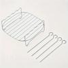 1 Set of Air Fryer Square Grill Stainless Steel, with 4 Barbecue Skewers Grill, Air Fryer Accessories, Cooking Rack, Kitchen