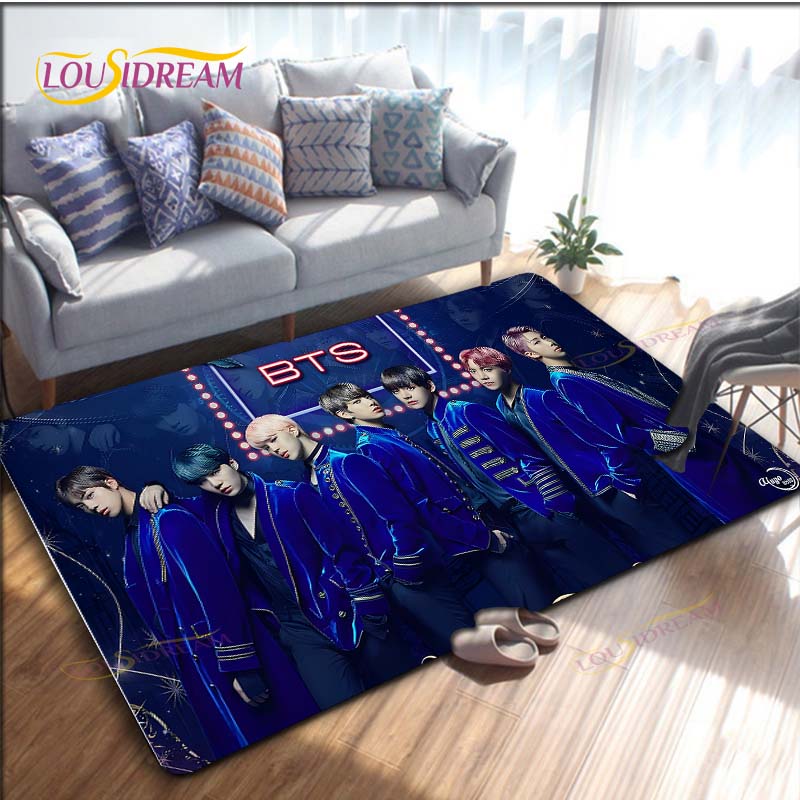 

Найновіші Kpop Bangtan Boys BTS Візерунок Килими Вітальня Протиковзкий Килимок Дитяча Кімната Килимки Йога Килимок Великий Килим Декор 100cm x 120cm