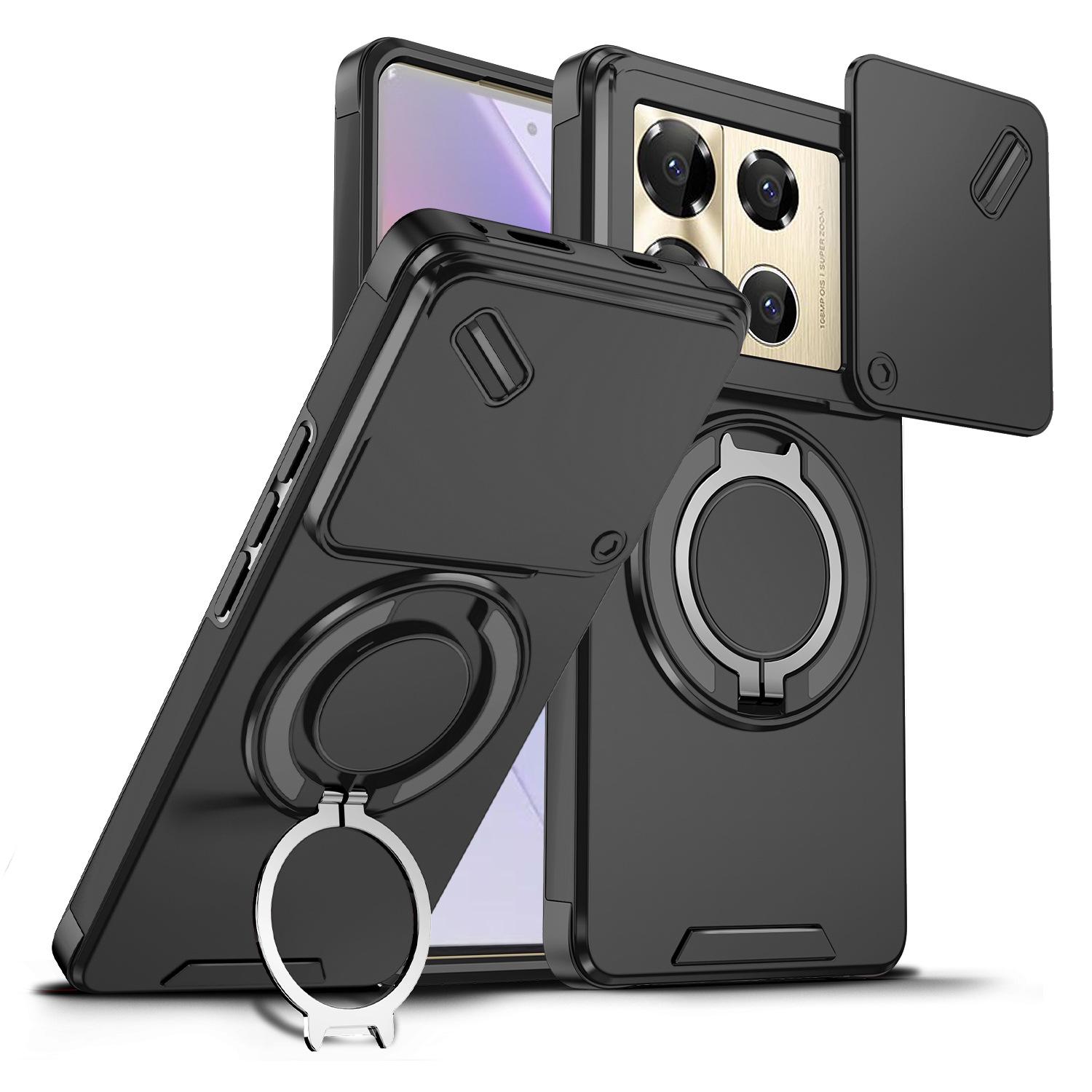 

For Infinix Note 40 Pro Plus Case, Magnetic Camera Cover Phone Case Cover with 360° Rotating Ring Holder for Infinix Note 40/Note 40 Pro For Infinix Note 40 4G чёрный