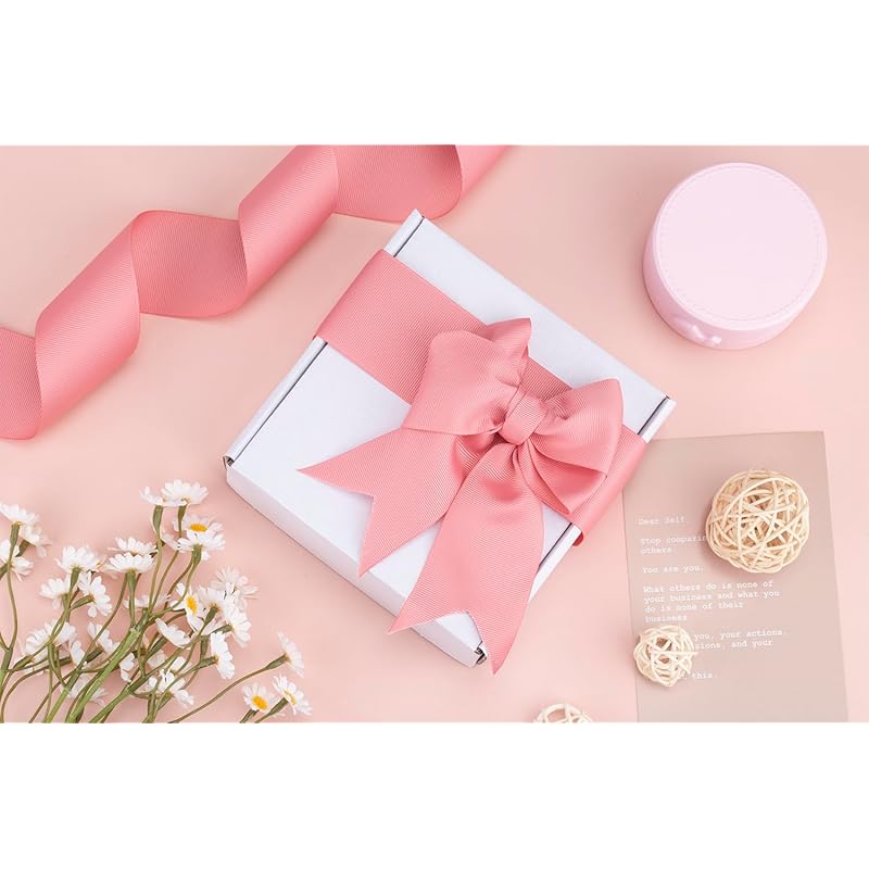 [Tekdeere]Width 50mm Solid Dusty Rose Grosgrain Ribbon, Perfect for Gift Wrapping, Sewing, Hair Accessories, Wedding Decorations - 22 Meters/roll
