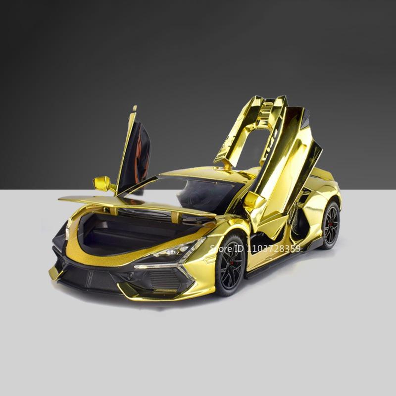 

1:24 Revuelto Sports Car Toy Models Alloy Diecast Veneno Supercars Sound Light Pull Back Doors Opened Model Toys for Kids Gifts