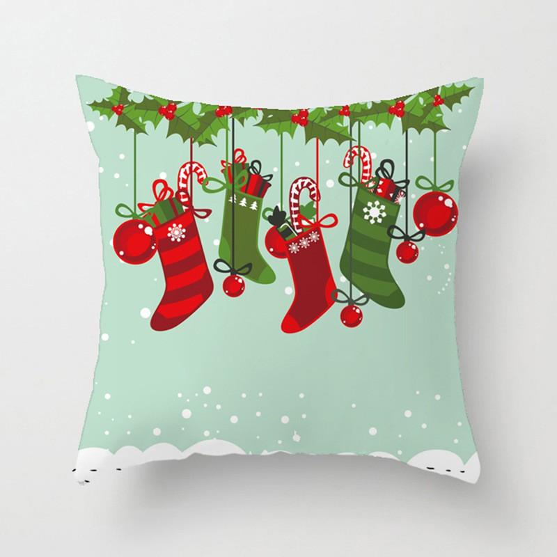 Christmas Cartoon Hand-Drawn Decorative Pillow Cover 45x45cm Living Room Car Holiday Home Decor
