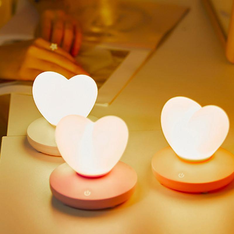 Lamp Night Usb Cartoon Cute Three Color Love Creativity Shaped Atmosphere Lights