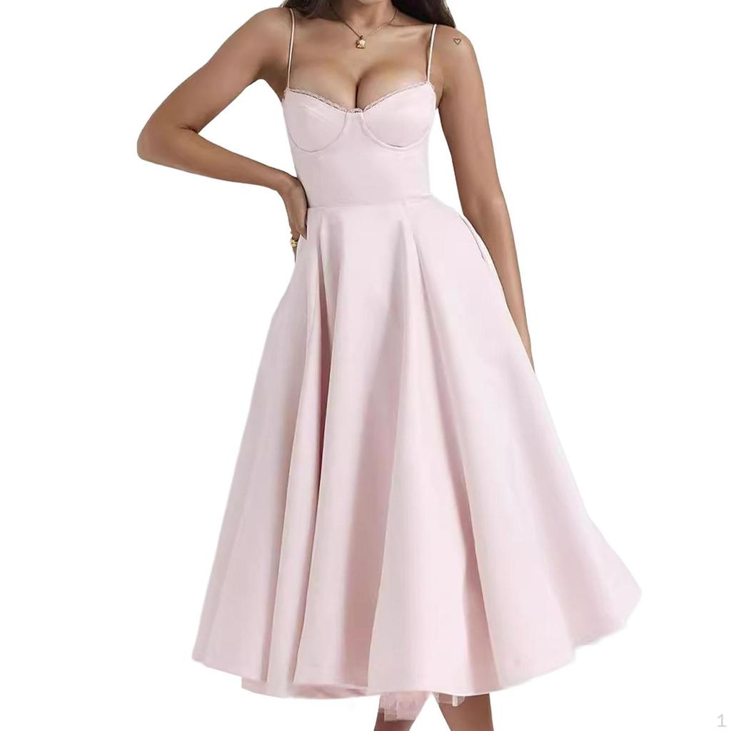 Prom Dress Women Summer Spaghetti Straps Party Gown for Wedding Dating Bride S Black