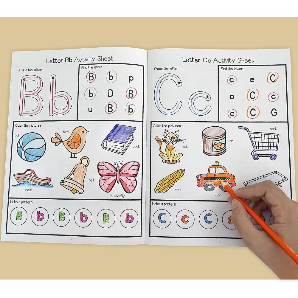 Letters A-Z Tracing Practice Workbook Preschool English Learning Kindergarten Alphabet Writing Coloring Book Montessori A4 Size