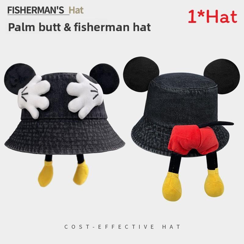 Mickey Mouse Denim Bucket Hat With Breathable Uv Protection For Summer Fashion Accessories