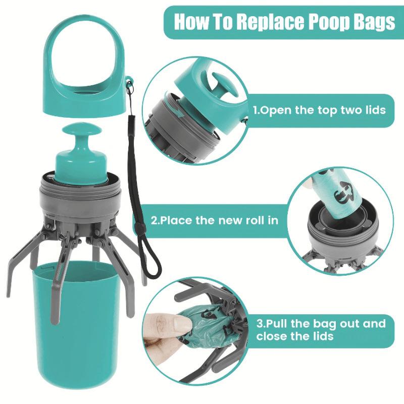 Portable Dog Poop Scooper Pack Pet Waste Picker Bag Dispenser Cleaning Tool Outdoor Travel Cleaner