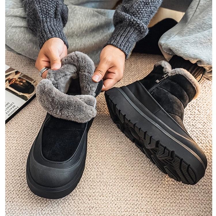 Extra Large Size Men's Shoes Wide Plus Boots Fleece Warm Martin Boots High Top Heavy Sole Snow Boots