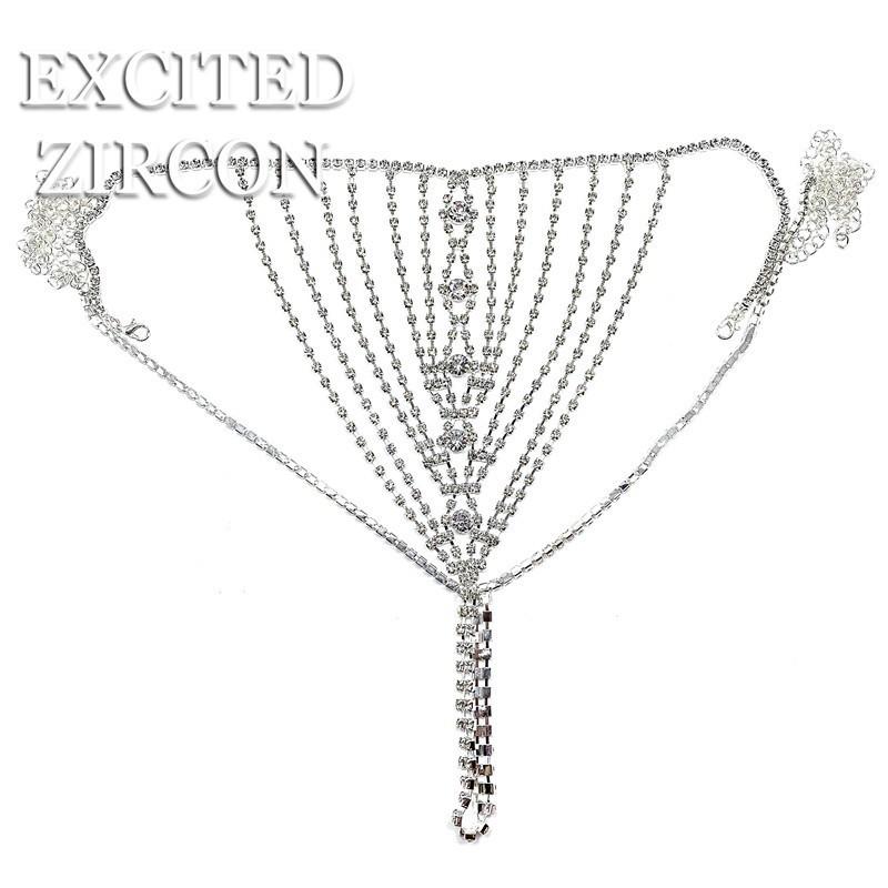 Sexy Luxury Body Chain Rhinestone Panties, Flash Diamonds Nightclub Waist Chain Rhinestone Bikini Accessories Body Chain