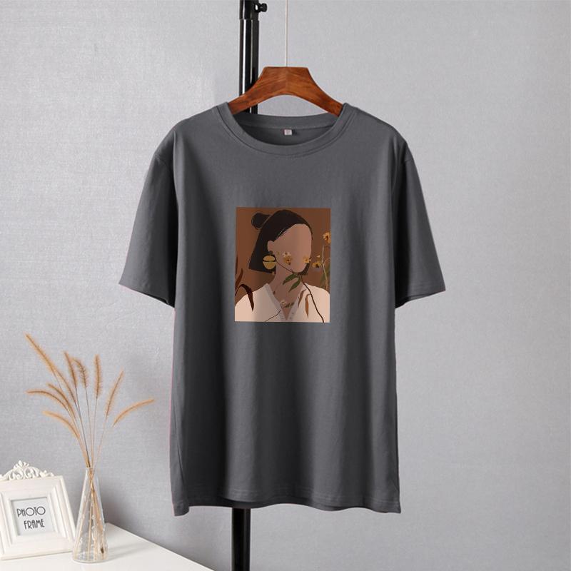 Camiseta Shellsuning con estampado estético a la moda para mujer, camisetas informales 100% de algodón de gran tamaño con cuello redondo, camisetas Harajuku para mujer, camisetas básicas simples