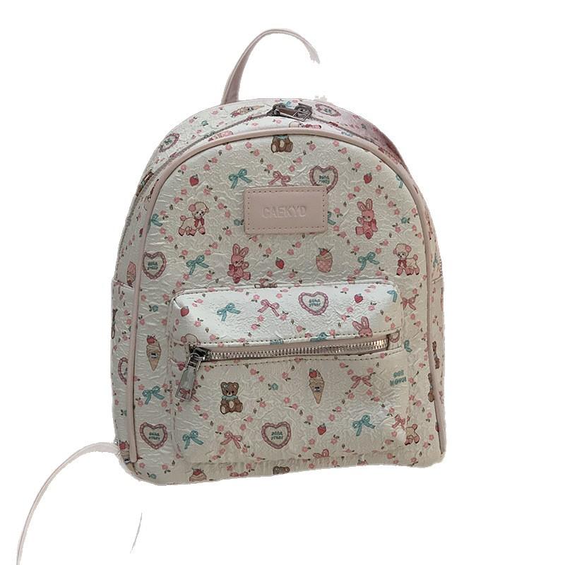 Cute cartoon graffiti bear backpack bag women 2025 new fashion print casual backpack student bag