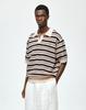 ZIOSONGZIO Multi Stripe Open Collar Knit Cream Zi3Kt301Cr