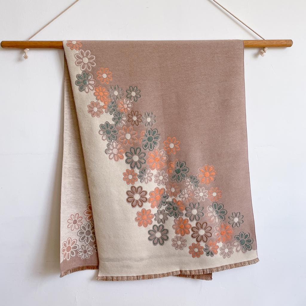 Luxury Winter Cashmere Scarf Women Design Warm Pashmina Blanket Poncho Scarves Female Flower Shawl Thick Foulard Bufanda