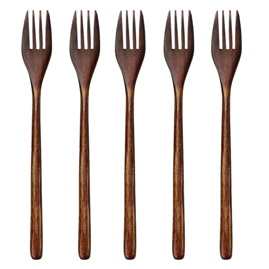 Kitchen Salad Wood Cooking Japanese Style Eco-friendly Cutlery Dinnerware Tableware Wooden Forks
