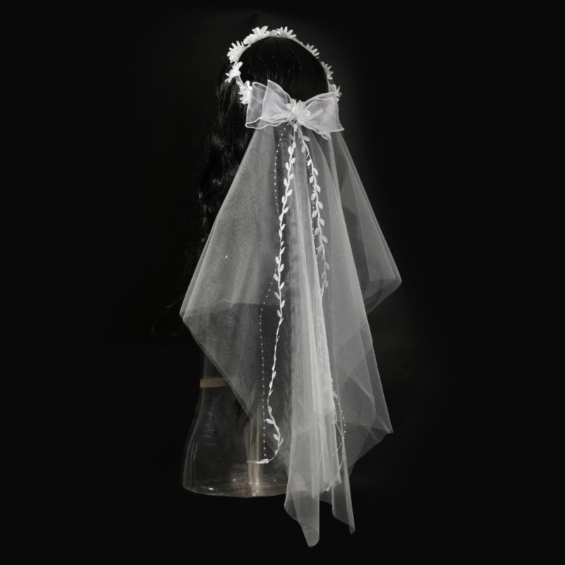 Handmade Vine Bridal Wreath Veil Headwear Features 3D Floral Accent Lightweight Comfort for Extended Wedding Wear