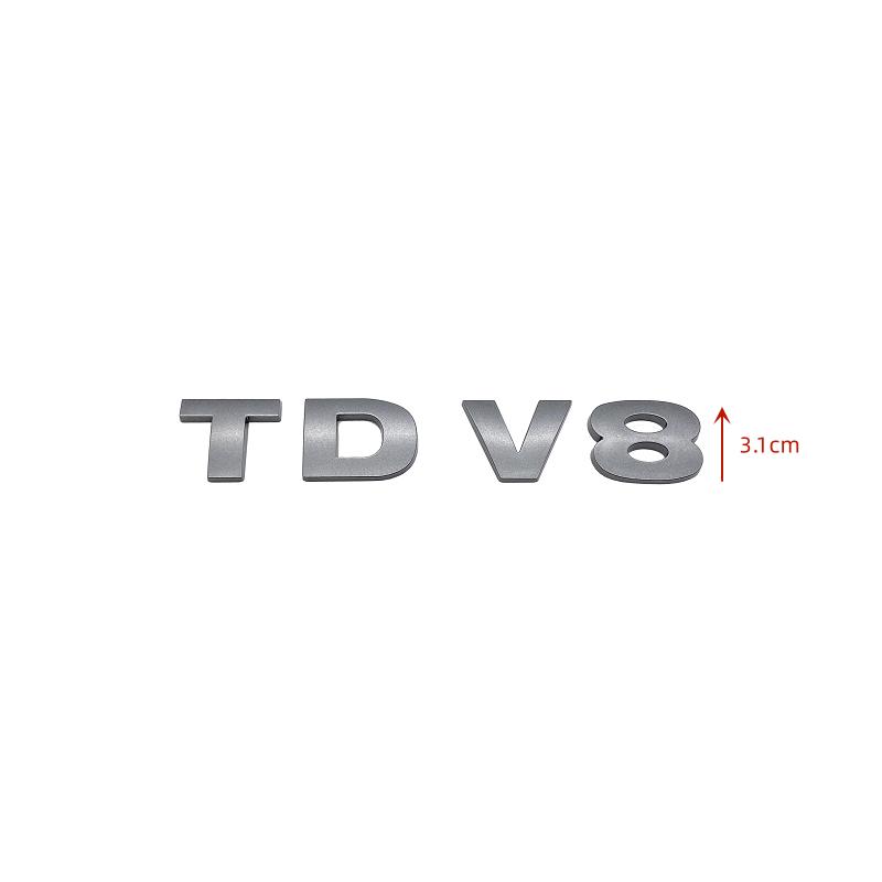 3D Stereoscopic TDV8 Chrome Black ABS Letters Emblem Car Rear Trunk Decoration Badge Sticker For SUV Car Accessories