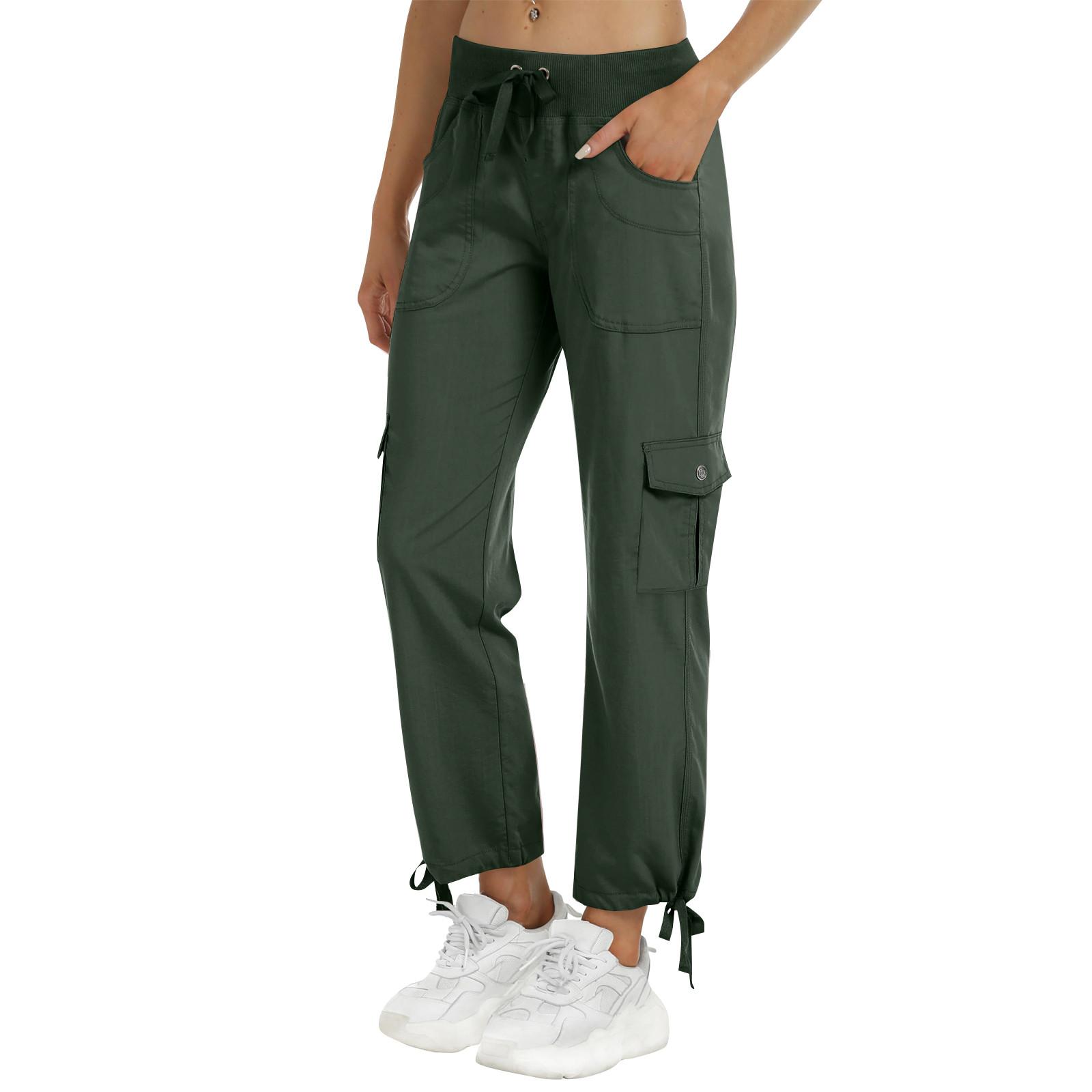 

Женские походные брюки, легкие, быстросохнущие, спортивные, для путешествий, повседневные, свободные, удобные, с милыми карманами XL армия зеленый