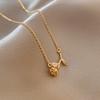 Custom 316 Stainless Steel Jewelry Gold Plated Butterfly Heart Bow Pendant Simple Zircon Necklace Jewelry for Women