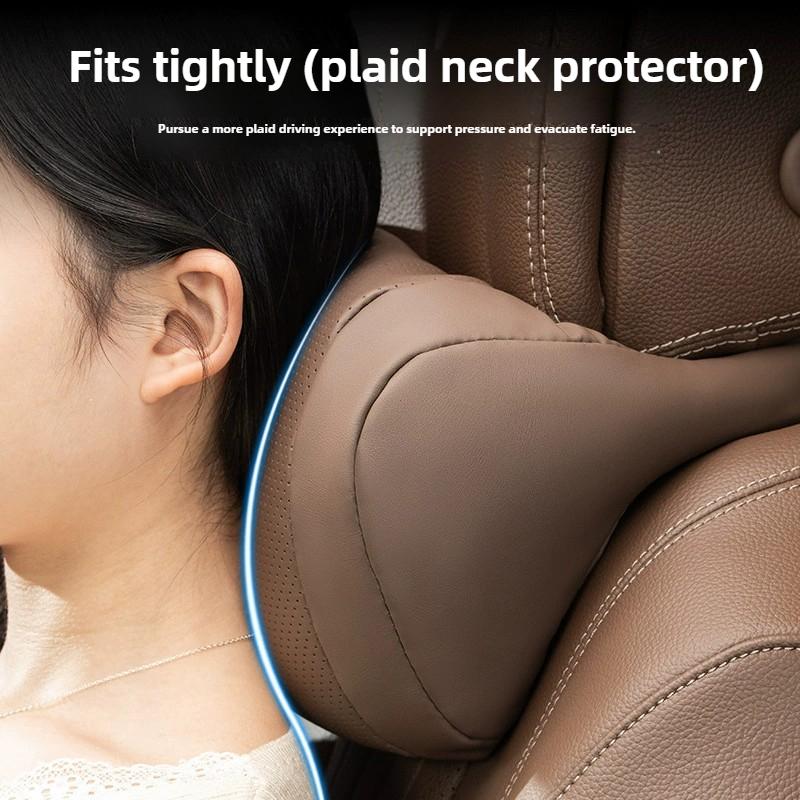 Luxury Nappa Leather Car Seat Headrest Universal Car Interior Seat Protect Neck Pillow Soft and Fluffy, Suitable for All Seasons