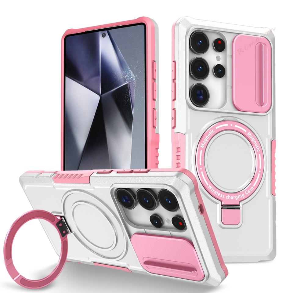 Stand Magnetic Case for Samsung Galaxy S24 S22 S23 S25 S20 S21 S26 FE Ultra Plus S26 Ultra Magsafe Shockproof Protector Cover