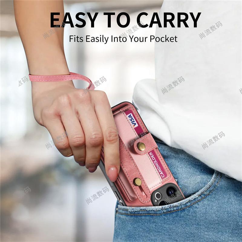 Handgelenkband Lanyard Kartenetui ist geeignet für Apple 15promax Handyhülle 14Plus Lederhülle 13 allumfassend 12 Karten 11.