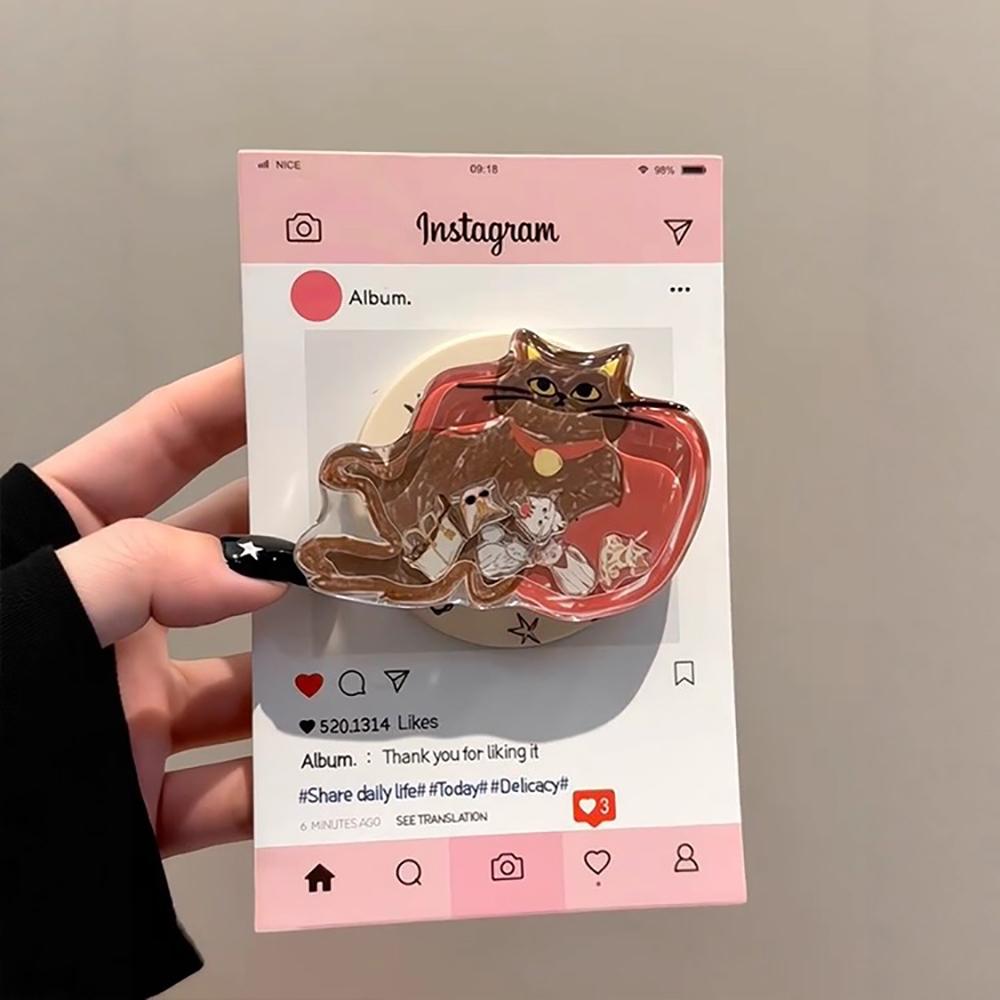 

Funny Cartoon Kitten Cute Cat Magnetic Grip Tok Phone Case for iPhone 15 14 16 17 Pro Max Wireless Charge For Magsafe Back Cover iPhone17 Pro