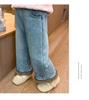 Flickors fleecefodrade kattbyxor: Vinter 2025 Raka Jeans
