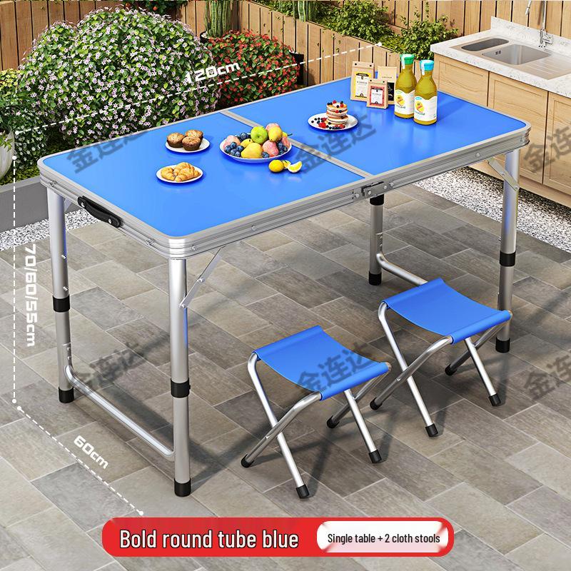Portable Aluminum Folding Table for Outdoor Dining and Market Stalls - Adjustable and Compact