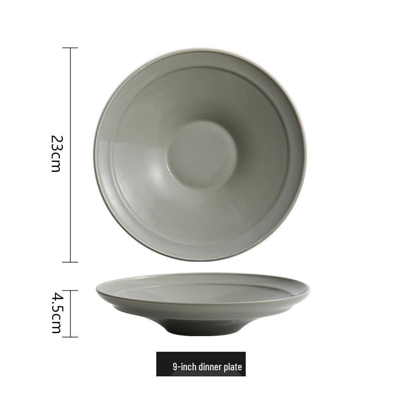 Japanese Style Deep Ceramic Plate/Bowl for Soup and Salad