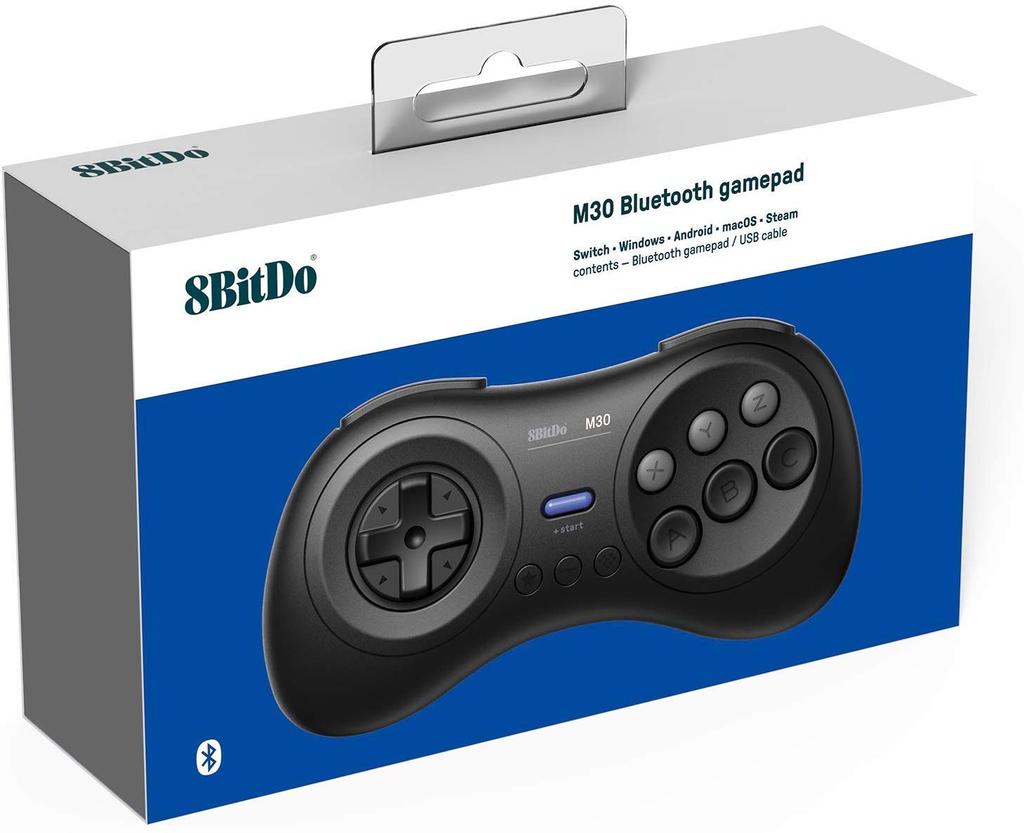 8Bitdo M30 Bluetooth Gaming Controller, 6-Button Mega Drive-Style Gamepad for Raspberry Pi, Switch, and macOS