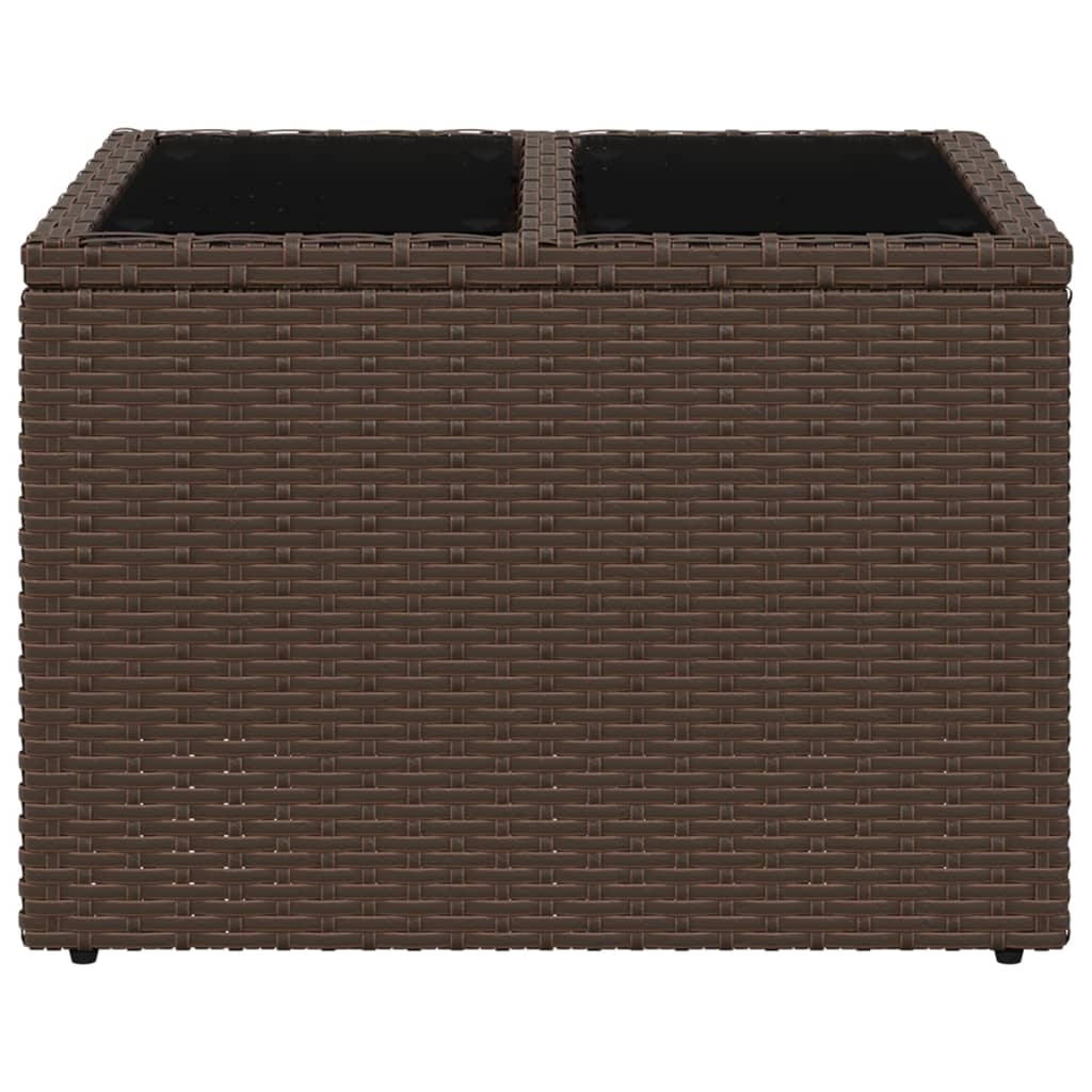 Vidaxl Tavolino da Giardino con Piano in Vetro, Marrone, 55X55X37 Cm