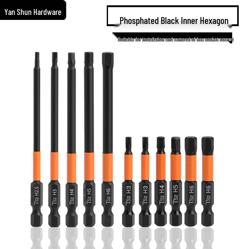 

S2 Phosphating Black Magnetic Hexagon Drill & Screwdriver Bit Black Phosphate Hexagon 5x50mm