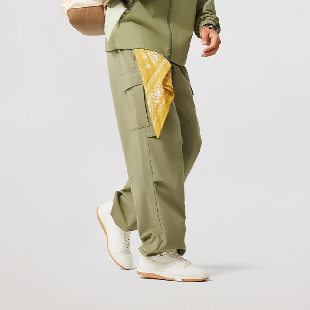 Li Ning Badfive Casual Simple Solid Color Straight Leg Knitted Sports Pants Men Bottoms Sandalwood-Green AKXV027-6