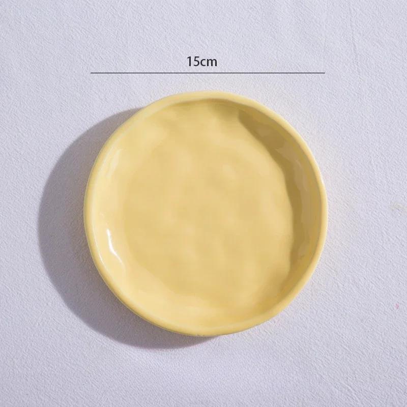 Cream Luxury Plate Bone Dish Household Food Grade Ceramic Snack Cake Dining Table Storage Decoration Ins