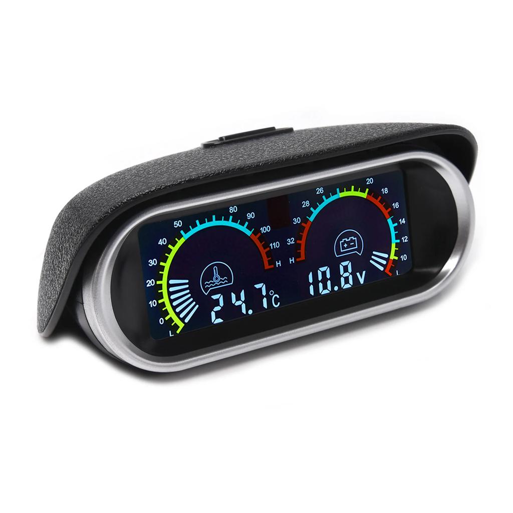 12V/24V 2 IN 1 Car Truck LCD Gauge Water Temperature Gauges +Voltmeter With 1/8 NPT Temp Sensor Water Temp Meter for Auto Cars