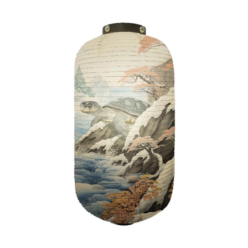 Japanese Traditional Cloth Lantern Ukiyo-e Style Turtle Printed Lantern Restaurant Pub Izakaya Cuisine Shop Hanging Decor Lamp