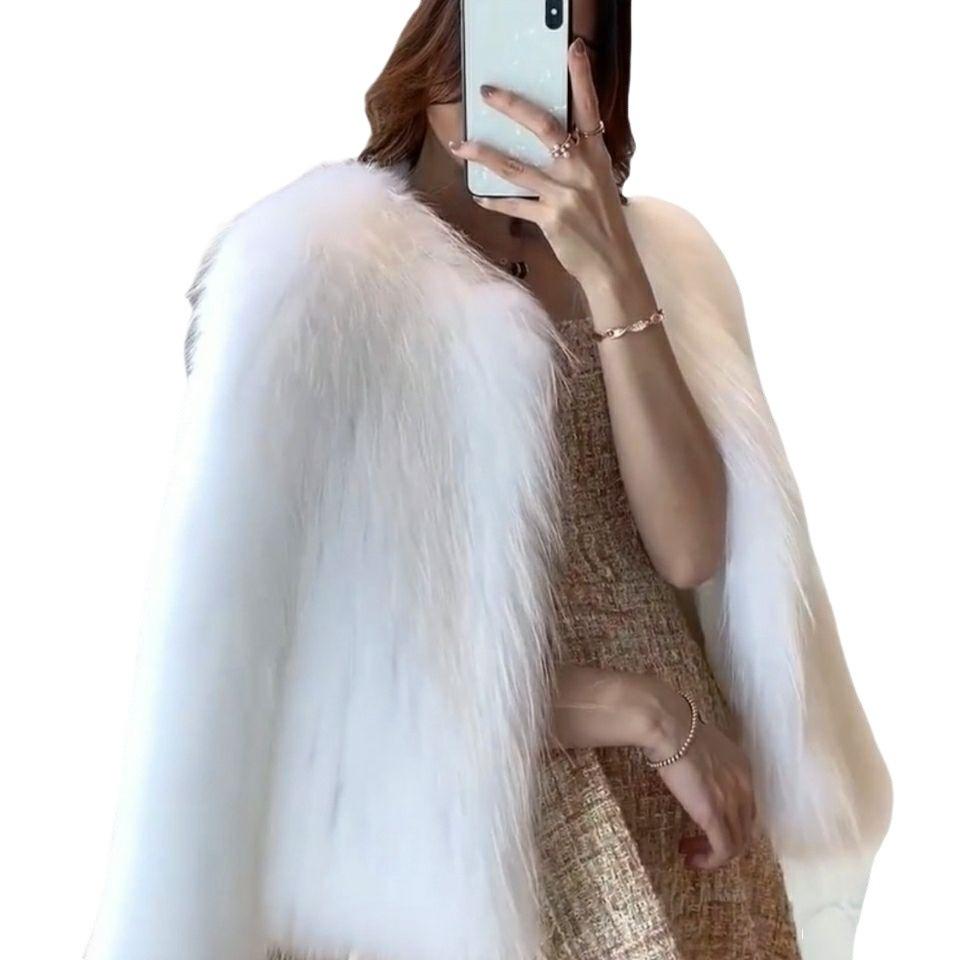 Imitation fox fur imitation coat women's short autumn and winter light thin cotton imitation mink fur coat