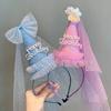Ins Crown Birthday Hat Girls Princess Veil Birthday Hats Birthday Party Headband Photo Props Children Baby Shower Supplies