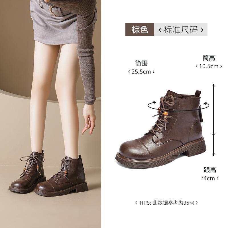 

Augustine black Martin boots women s 2025 new autumn British style retro platform short boots beaded fashion boots 40