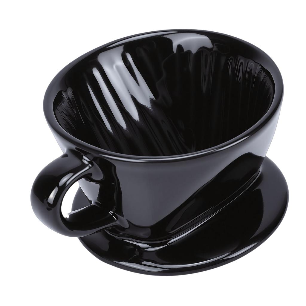Keramik Pour Over Kaffeefilter 3 Löcher V-Form Manuelles Brühgerät Keramik Einzelbecher für Zuhause Restaurant Café Schwarz 1 2