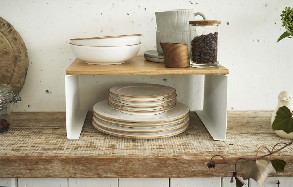 Yamazaki Jitsugyo Küchenregal, L, Weiß, D22 x T22 x Tosca, skandinavischer Stil, Küchenregal, stapelbar, U-förmig, ca. 3923. B30,5 H14,5cm