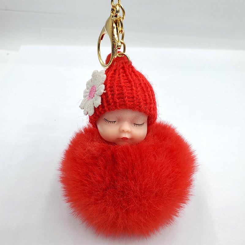 Imitation Rex Rabbit Fur Sleeping Doll Keychain - Cute Sleeping Baby Bag Pendant Gift