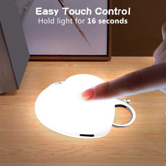Mini Heart Keychain Pendant Clip-On Night Light Touch-Activated LED Heart-Shaped Night Lamp Home Decor