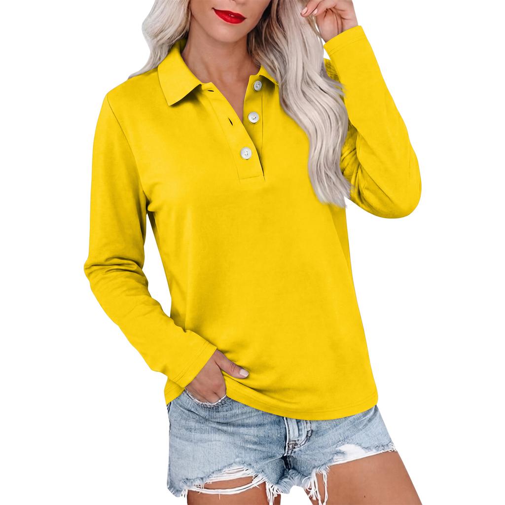 Women's Casual Long Sleeve Button Down Color Lapel Blouse