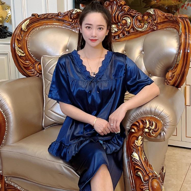 Pyžama Summer Capris Dámské Pyžamové soupravy Krátké Rukávy Elegantní Pižama Satén Hedvábí Povlečení na spaní Domácí oblečení