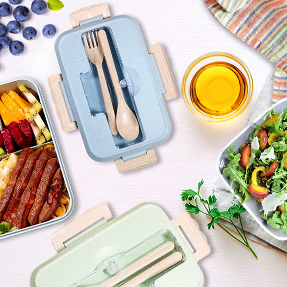 Bento Box Adult Lunch Box Containers Microwave Dishwasher Safe with 3 Compartment Leakproof Reusable Salad Snackle Box