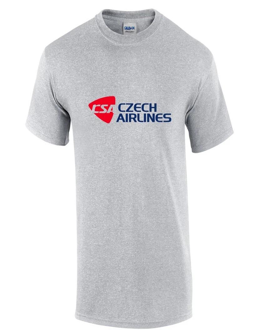 Czech Airlines Red Blue Logo Czechoslovakian Airline Sport Gray Cotton T-Shirt S